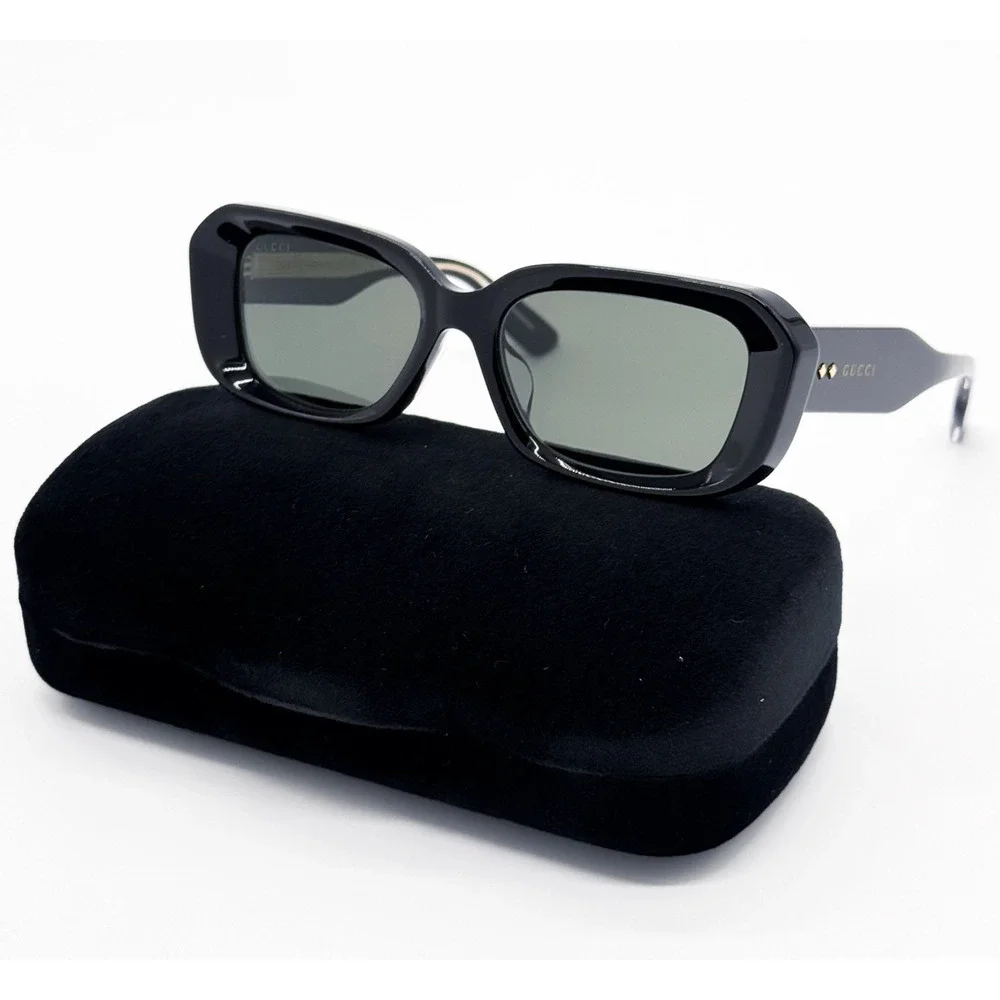 NWT Gucci GG1531SK-001-54 Black Rectangle 54mm Sunglasses
